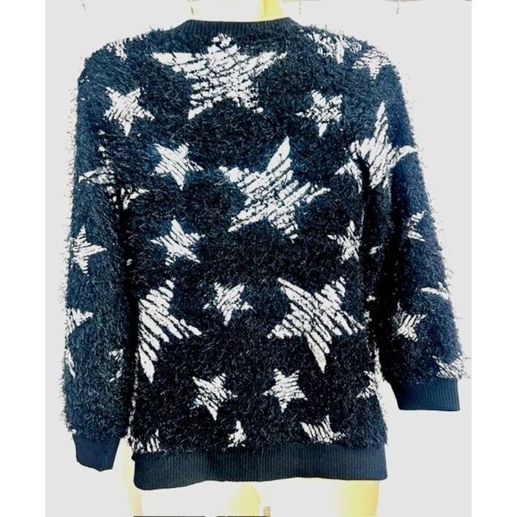 Tempted Girls Silver Stars Pattern Festive Fun Cardigan Sweater w/T-Shirt XL 16 - Picture 5 of 8